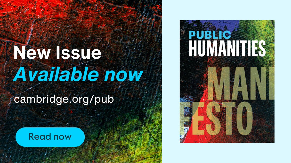 Cambridge University Press - Politics (@cup_polisci) on Twitter photo #PublicHumanities' inaugural issue is here! Behind-the-scenes histories of public humanities in action, new theories on activism, teaching, policy and more. Plus leading thinkers shed light on pressing social issues. Read now cup.org/3OzHL33
<a href="/zoebulaitis/">Zoe Hope Bulaitis / @zoebulaitis.bsky.social</a> <a href="/DrJeffreyWilson/">Jeffrey R. Wilson</a> #PublicHumanities' inaugural issue is here! Behind-the-scenes histories of public humanities in action, new theories on activism, teaching, policy and more. Plus leading thinkers shed light on pressing social issues. Read now cup.org/3OzHL33
<a href="/zoebulaitis/">Zoe Hope Bulaitis / @zoebulaitis.bsky.social</a> <a href="/DrJeffreyWilson/">Jeffrey R. Wilson</a>