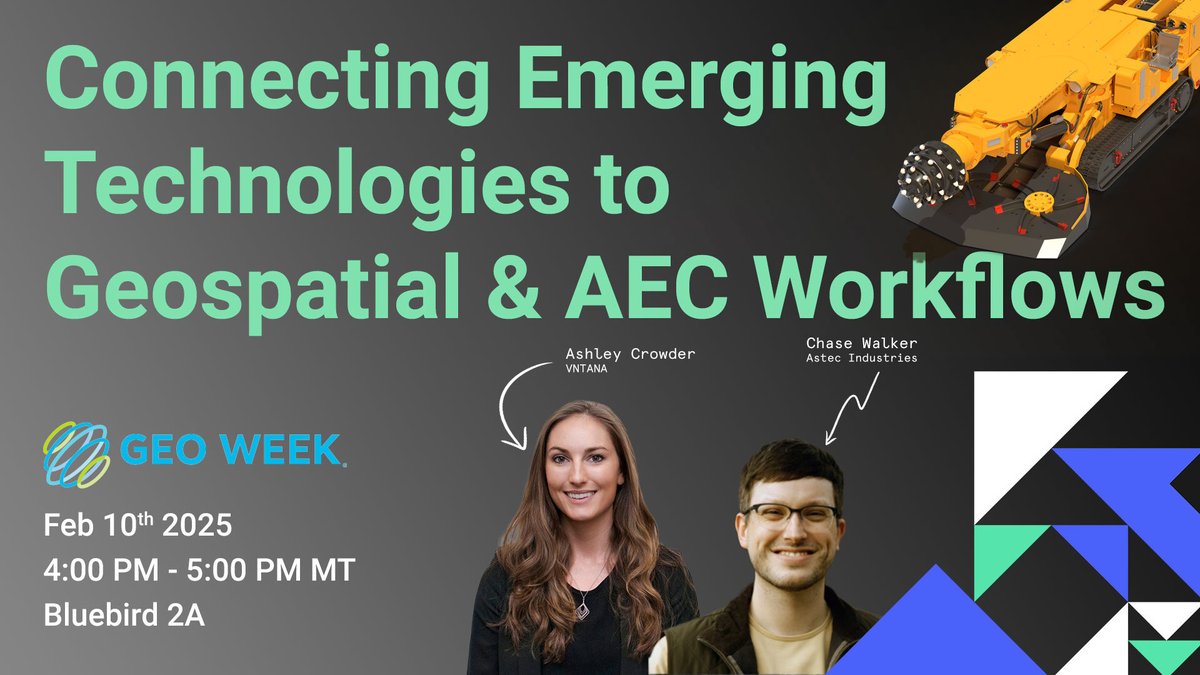 Ashley Crowder (@acrowder33) on Twitter photo 🌍 Excited to speak at #GeoWeek2025 with Chase Walker from <a href="/ASTEC/">Astec IT Services</a>! 🚀
Join us for "Connecting Emerging Technologies to Geospatial and AEC Workflows".
📅 Feb 10, 4 PM MT
📍 Colorado Convention Center
Don't miss it! 🙌
👉 hubs.li/Q0323tNg0 🌍 Excited to speak at #GeoWeek2025 with Chase Walker from <a href="/ASTEC/">Astec IT Services</a>! 🚀
Join us for "Connecting Emerging Technologies to Geospatial and AEC Workflows".
📅 Feb 10, 4 PM MT
📍 Colorado Convention Center
Don't miss it! 🙌
👉 hubs.li/Q0323tNg0