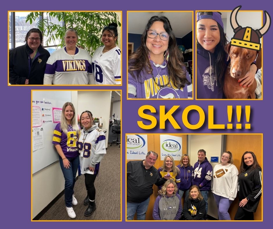 Ideal CU Staff is showing support today for our home team!
LET'S GO VIKES!! 

#MNVikings #SKOL #MinnestoaNFL