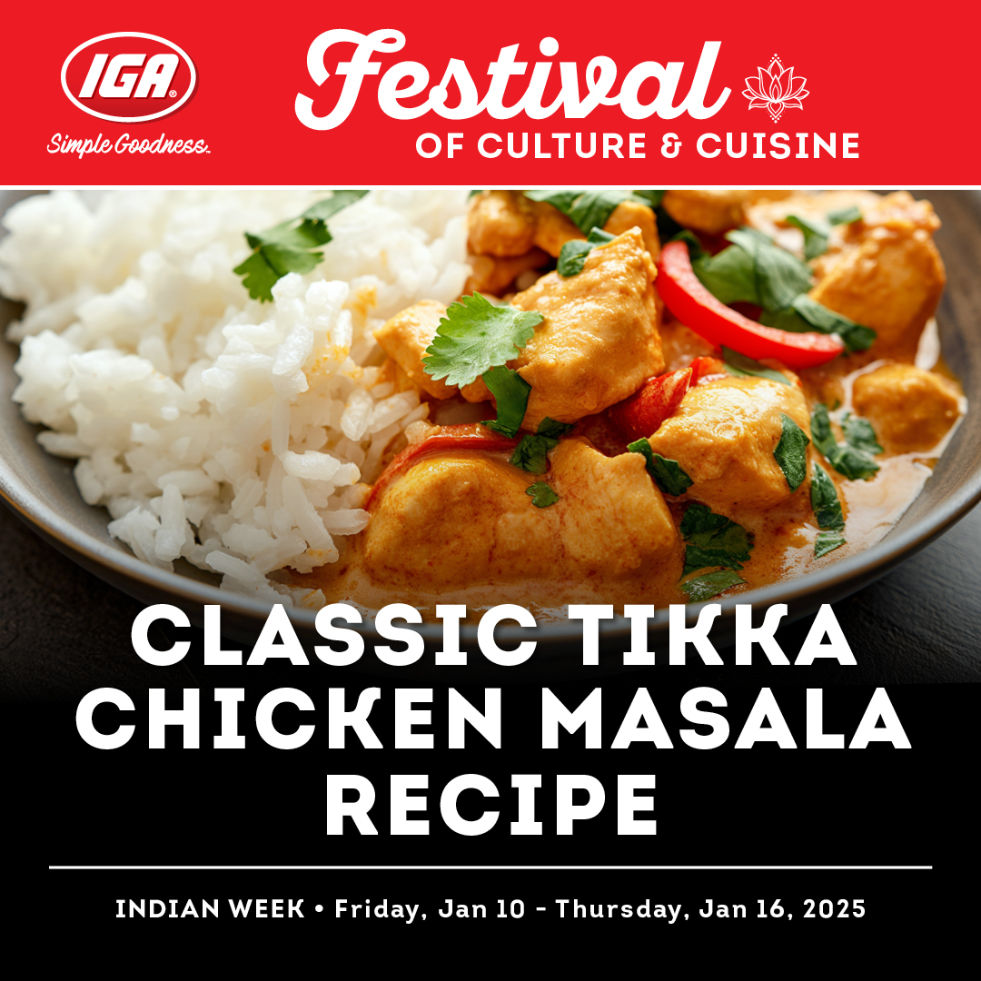 IGAStoresBC's tweet photo. Celebrate Festival of Culture &amp; Cuisine: Indian Week with a timeless favourite—Chicken Tikka Masala!

✨ With Food Earth Organic Tikka Masala Simmer Sauce, it’s easier than ever to bring bold, authentic flavours to your kitchen.

#FestivalOfCulture #IndianWeek #TikkaMasalaRecipe https://t.co/JN7S3Hr7go