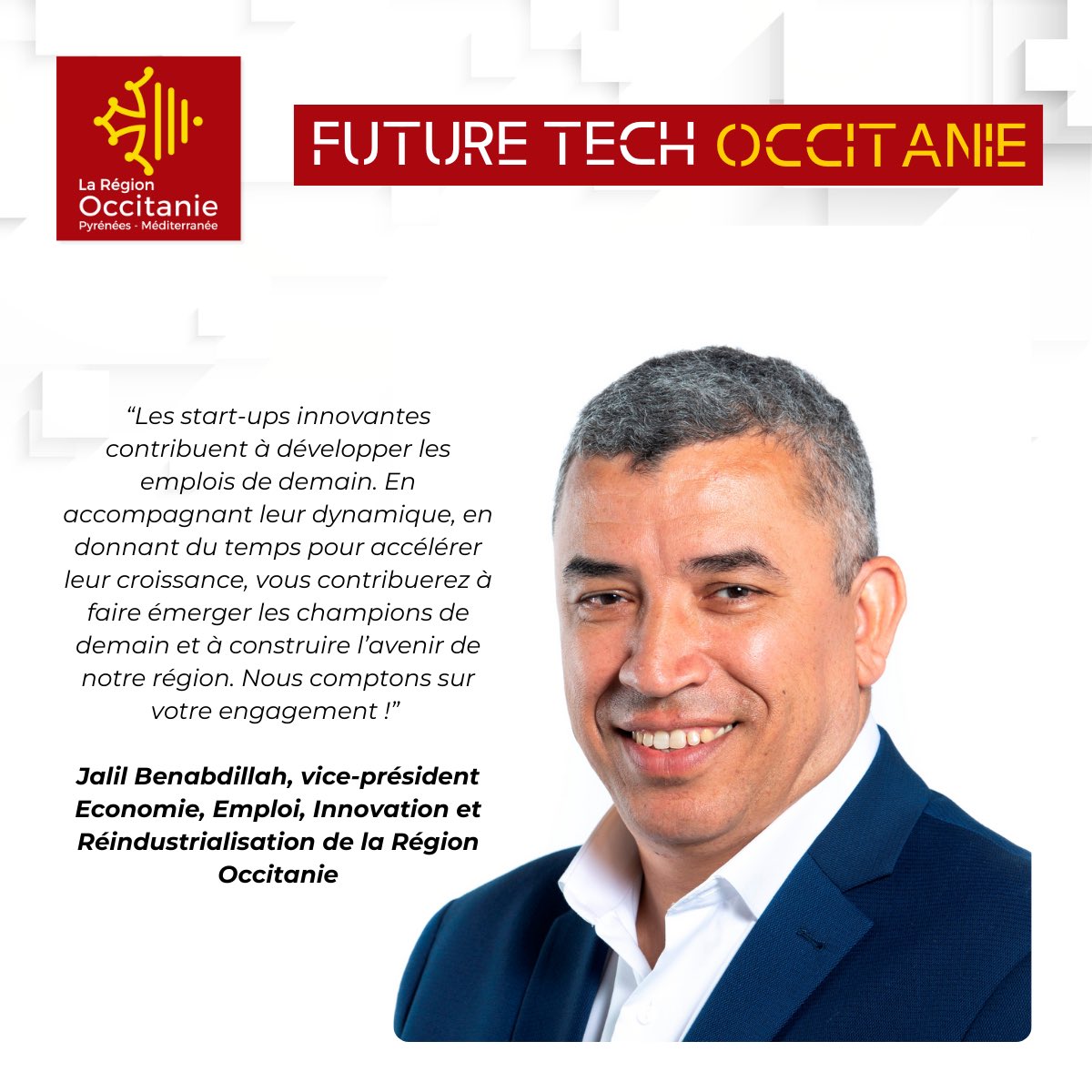 JBenabdillah's tweet photo. 🚀 DEVENEZ MENTOR POUR LES START-UPS DEEP TECH EN OCCITANIE !

💡 Envie de partager votre expertise et de soutenir les talents de demain tout en stimulant l’innovation dans votre région ?

🌟 Rejoignez le programme Future Tech, initié par la Région @Occitanie, pour accompagner des start-ups innovantes et engagées.

📅 Deux rendez-vous à ne pas manquer :
🔹 Montpellier, le 29 janvier 2025 à 18h à la Cité de l’Économie et des Métiers de Demain (@Cite_eco_occ)
👉 Inscription : https://t.co/R8UxFK6elS

🔹 Toulouse, le 4 février 2025 à 18h30 à La Cité. 
👉 Inscription : https://t.co/qlB2kkojQo

🤝 Ensemble, faisons rayonner l’innovation en Occitanie !

#Innovation #Mentorat #Entrepreneuriat