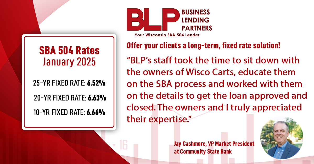 BLP504's tweet photo. Check out the latest #SBA504 rates at https://t.co/ijWX0QhtNQ

Read about how the SBA 504 loan program helped Wisco Carts expand their business: https://t.co/bRcZhTLUUt

#sba504rates @CSBtweets @SBAgov https://t.co/2JMjWMRhvP