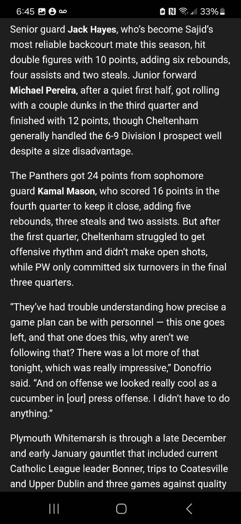 I had a great game against pw . kamal Mason..