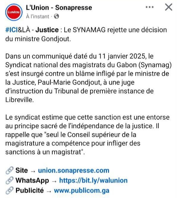 Camouflet de plus pour <a href="/GONDJOUTPaul/">Paul-Marie GONDJOUT Officiel</a>.

Comment un ministre de la Justice peut-il ignorer que seul le Conseil Supérieur de la Magistrature est habilité à sanctionner un magistrat ?