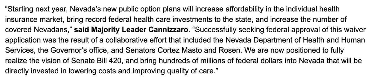 BIG NEWS for NV: We've received federal approval for Nevada's public health care option program! Starting in 2026, Nevada will offer lower cost plans on our individual market and bring hundreds of millions of federal health care funds into Nevada! #nvleg