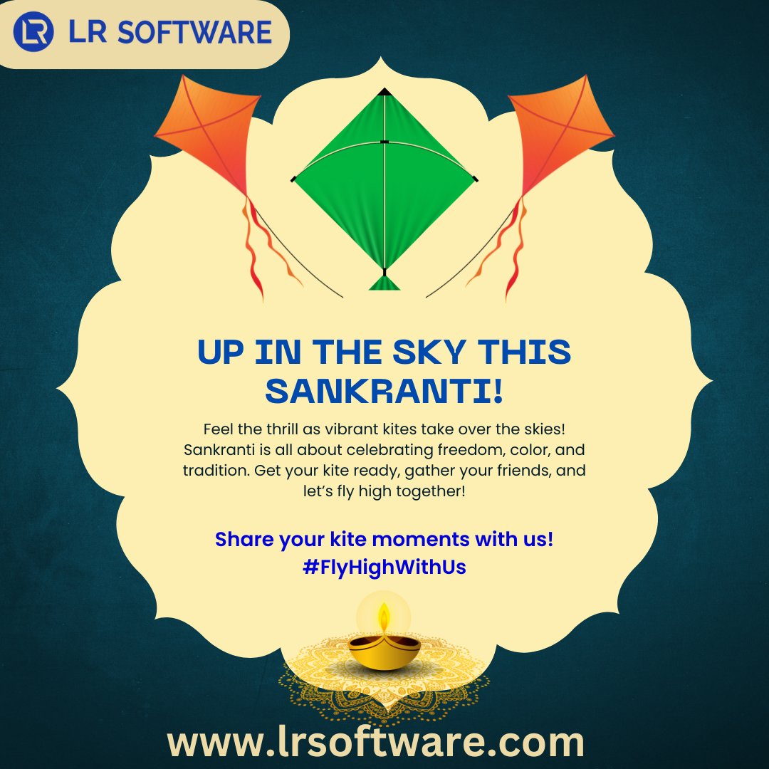 lrsoftwarecom's tweet photo. "Celebrate the joy of kites, tradition, and freedom this #MakarSankranti! 🪁✨ Let’s #FlyHighWithUs and make colorful memories together! 🌾🎉"

#HappyMakarSankranti
#LRSoftware
#FlyHighWithUs
#FestivalOfKites
#SkyHighDreams
#HarvestHappiness
#FestiveVibes https://t.co/1KtntramWb