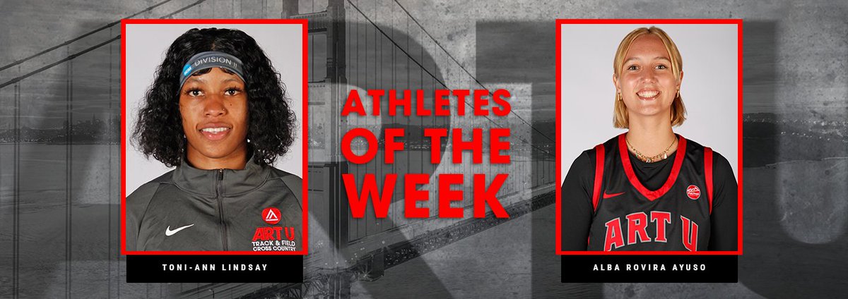 #ARTU Athletes of the Week
Toni-Ann Lindsay (<a href="/ARTUTrackXC/">ART U TrackField/XC</a>) tinyurl.com/7dy2wznb
Alba Rovira Ayuso (<a href="/ARTUWBB/">ART U WBB</a>) tinyurl.com/ay4985rt
#PacWestTF #ArtSchool