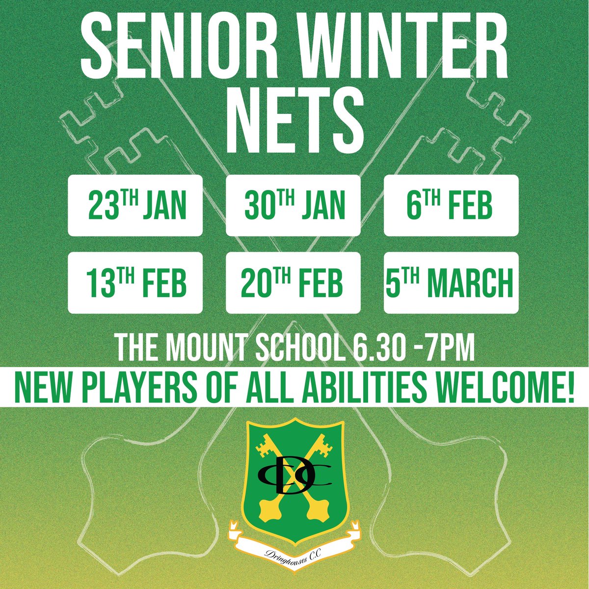 Details of our winter nets below! 2025 season preparations start now 💪