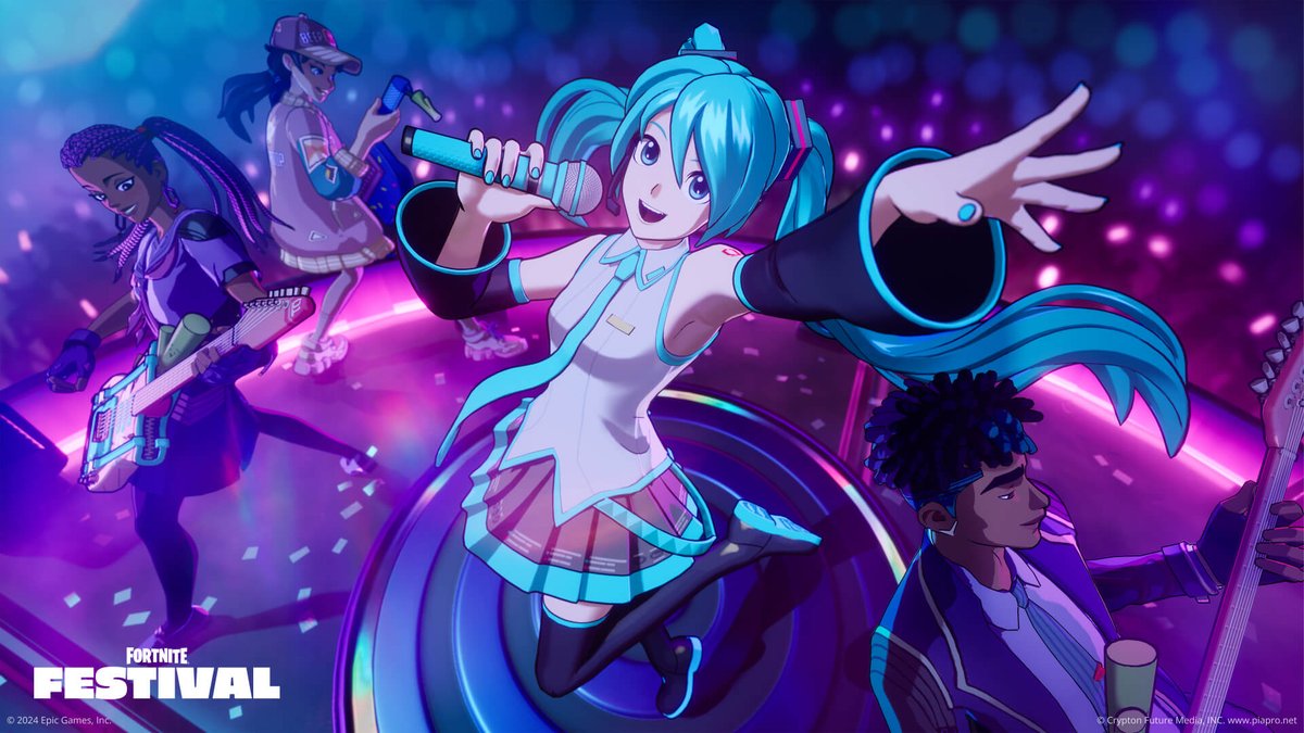 Cinemaniaticos1's tweet photo. Cinéfilos!! #Mikufans, es hora de preparar sus palitos luminosos (o deberíamos decir ¿puerros?). #HatsuneMiku, trae su sonido futurista a #Fortnite como el ícono de la temporada 7 de #Festival. 🔥😍

+Info: https://t.co/3pDbEcSXeB 📆🎶
¿Qué les parece? #EstiloBrillantedeHatsuneMiku #HatsuneMikuEnFornite #ForniteFestival