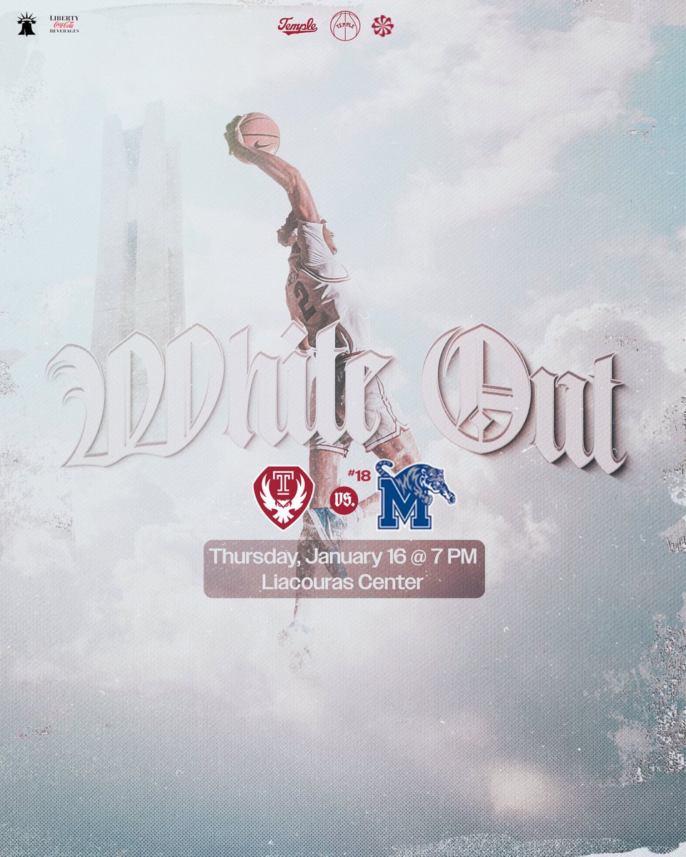 ⚪️⚪️ WHITE OUT AT <a href="/LiacourasCenter/">The Liacouras Center</a>‼️⚪️⚪️

🗓️: Thursday, January 16
⏰: 7:00 PM
📺: ESPN2

🎟️: owlsports.evenue.net/event/MB25/M07

#Team129