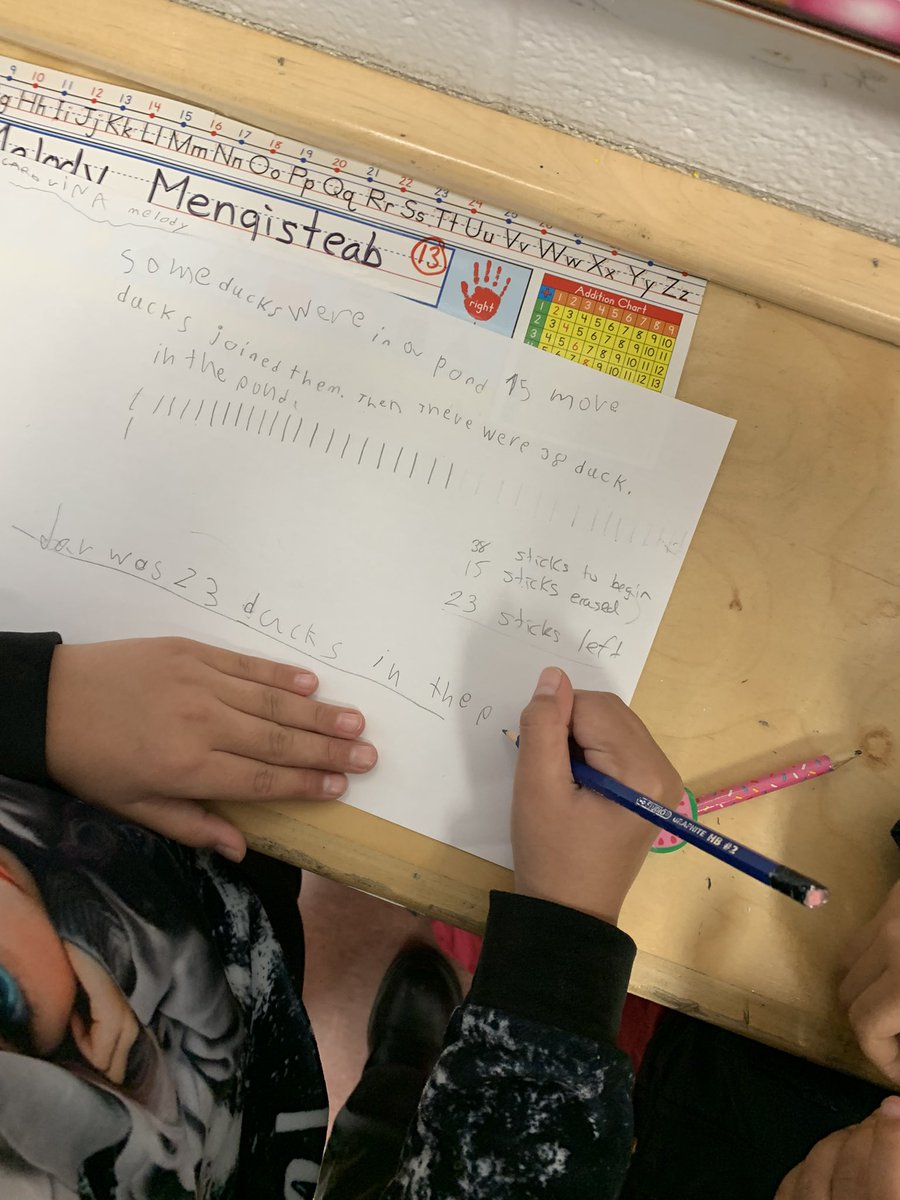 MrsSnyder7's tweet photo. The 2’s also tackled the Rubber Ducky problem of the week with a partner. A lot of partner talking to figure it out and explaining how they arrived at their answer. @HCMaltonDPCDSB #DPRubberDuckyDay #dpmath https://t.co/SxnZw5NBrR