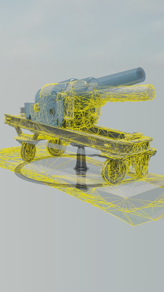 MatthewERandell's tweet photo. A new overlay of the 7 inch, 7 ton Rifle Muzzle Loadin gun. #Photogrammetry (yellow mesh) performed at Albert Park, Auckland, #Parametric #modelling in my office in Wellington. #militaryhistory #heritage #reverseengineering #heritagepreservation #b3d #madewithfreecad https://t.co/xMBuNFe3sv