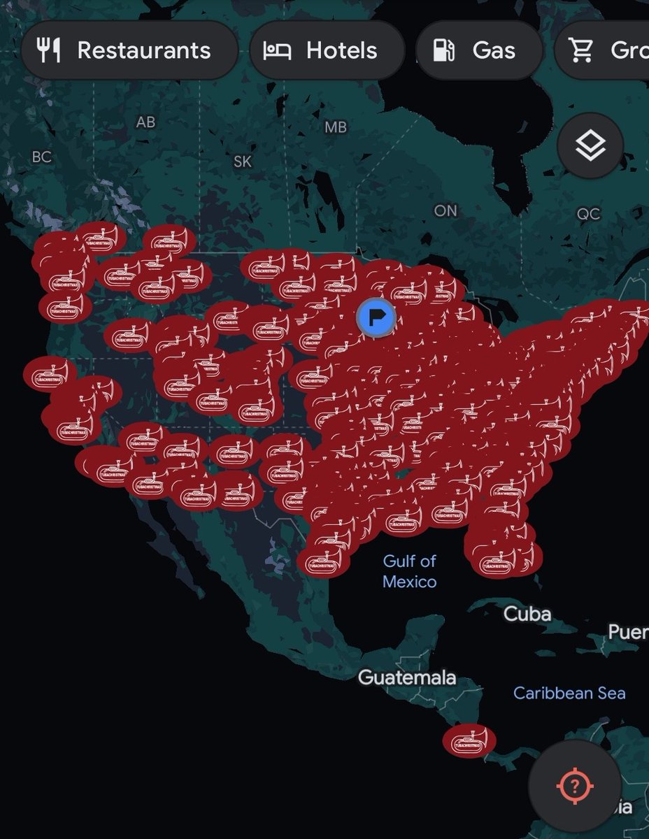 I don't know how it happened but every time I open google maps now it tells me the location of every Tuba Christmas event in the world