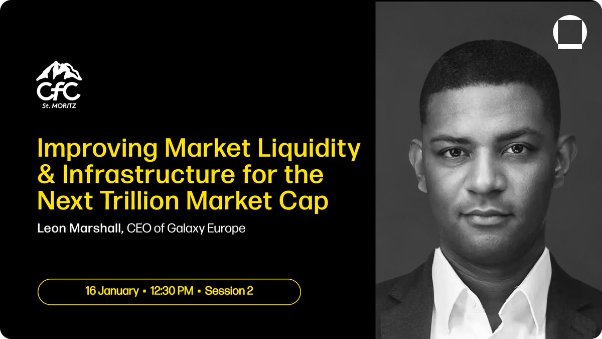 Will you be at <a href="/cfcstmoritz/">CfC St. Moritz</a> this week?

Don’t miss Galaxy Europe CEO <a href="/LeonWMarshall/">Leon Marshall</a> alongside Mathias Imbach (<a href="/sygnumofficial/">Sygnum Bank</a>), Thomas Restout (<a href="/B2C2Group/">B2C2</a>), <a href="/Tim_Ogilvie/">Tim Ogilvie</a> (<a href="/krakenfx/">Kraken</a>), and Eva Szalay (<a href="/HokkuPR/">HOKKU PR | We’re hiring!</a>).

What? 
The Buck Stops Here: Improving Market Liquidity &amp;