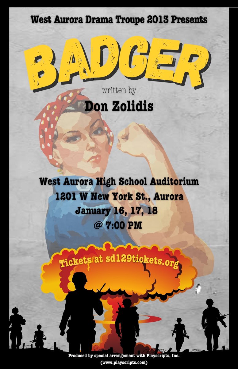 Come out THIS WEEKEND, Jan. 16-18 at 7pm to see our winter play, BADGER! Tickets are only $5 and can be purchased at sd129tickets.org. You don’t want to miss this powerful tale of the women who helped the US to victory during WWII!