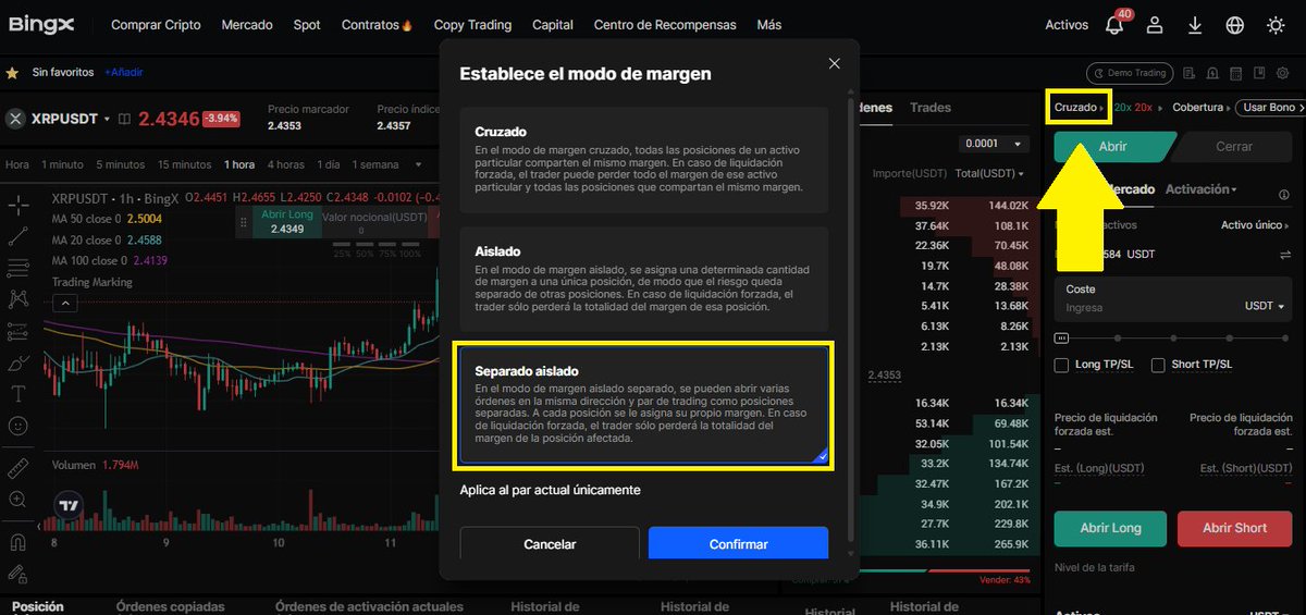 BingXMexico's tweet photo. ¡Hacer trading en #FuturosPerpetuos de BingX ya es más fácil! 🚀

Con el modo de 𝗺𝗮𝗿𝗴𝗲𝗻 𝗦𝗘𝗣𝗔𝗥𝗔𝗗𝗢 𝗔𝗜𝗦𝗟𝗔𝗗𝗢 todos los trades en la misma dirección son independientes, ¡como en Futuros Standard!

Toda la info aquí:
🌐 https://t.co/Jwj80lHsNW https://t.co/2QfSivDKP3
