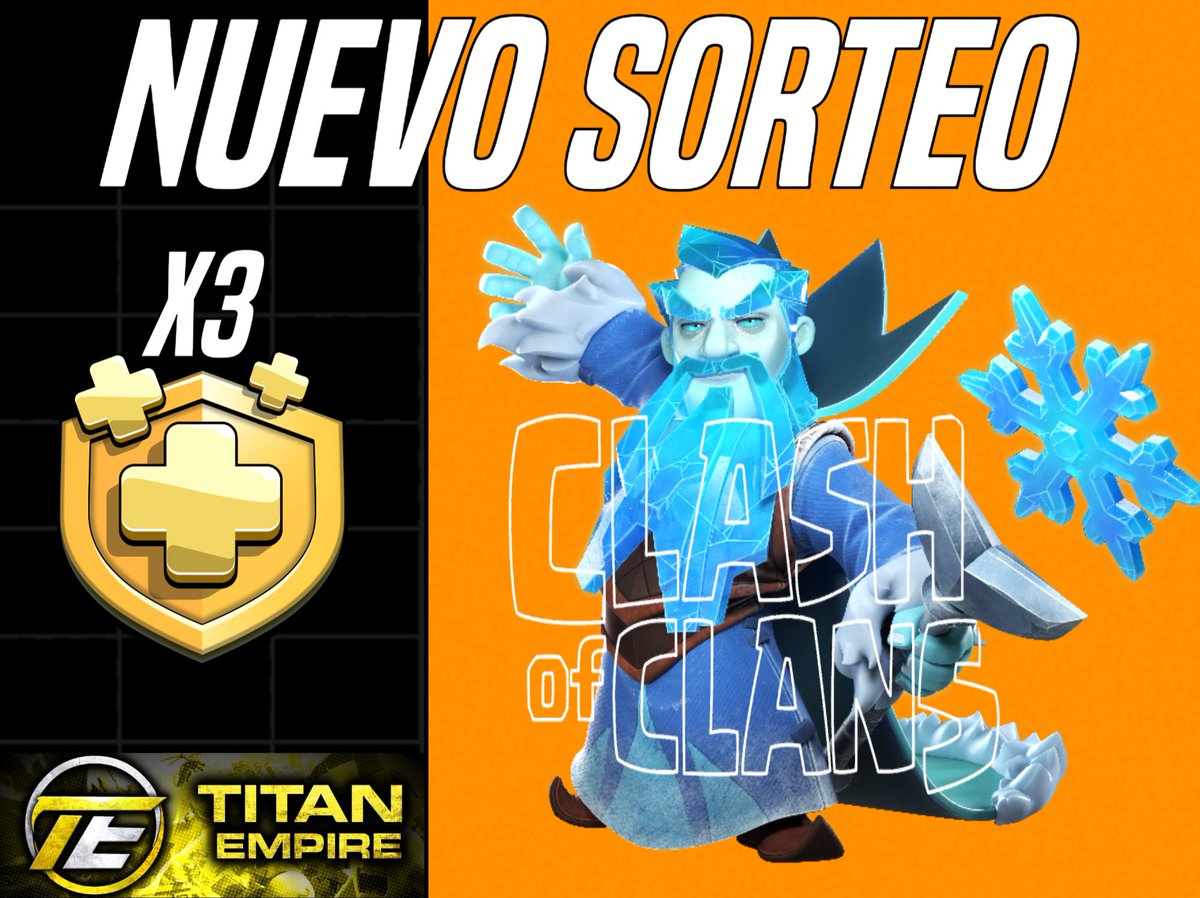 🎁 ¡¡NUEVO SORTEO!! 🎁

🍀 OBTEN TRES PASES DE BATALLA EN CLASH OF CLANS 🍀
👀INVITA A TUS AMIGOS👀
👉 REQUISITOS:

✅ Dar RT &amp; menciona a 2 amig@s
✅ Seguir a @_TitanEmpire
👉👉👉Mucha suerte! Ganador en 1 semana! 🥳