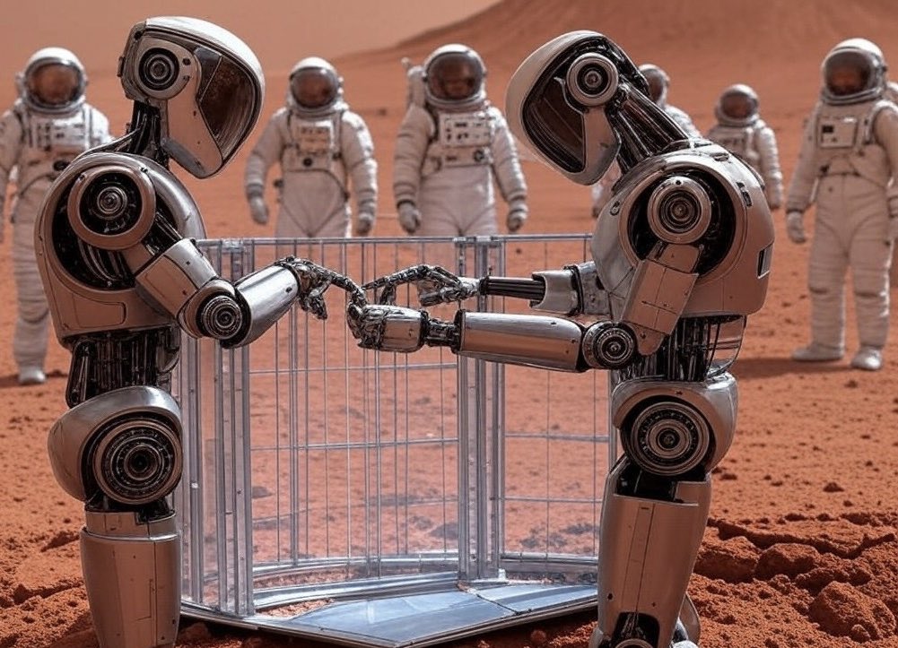 AB_LIFEonMARS's tweet photo. Robots at the service of astronauts on Mars. Robots can be used to pre-prepare the terrain and build before the arrival of people. 3D printing technologies will reduce the amount of materials that need to be delivered from Earth. #Mars 🚀 #RobotsonMars https://t.co/1J29i8Ljvh
