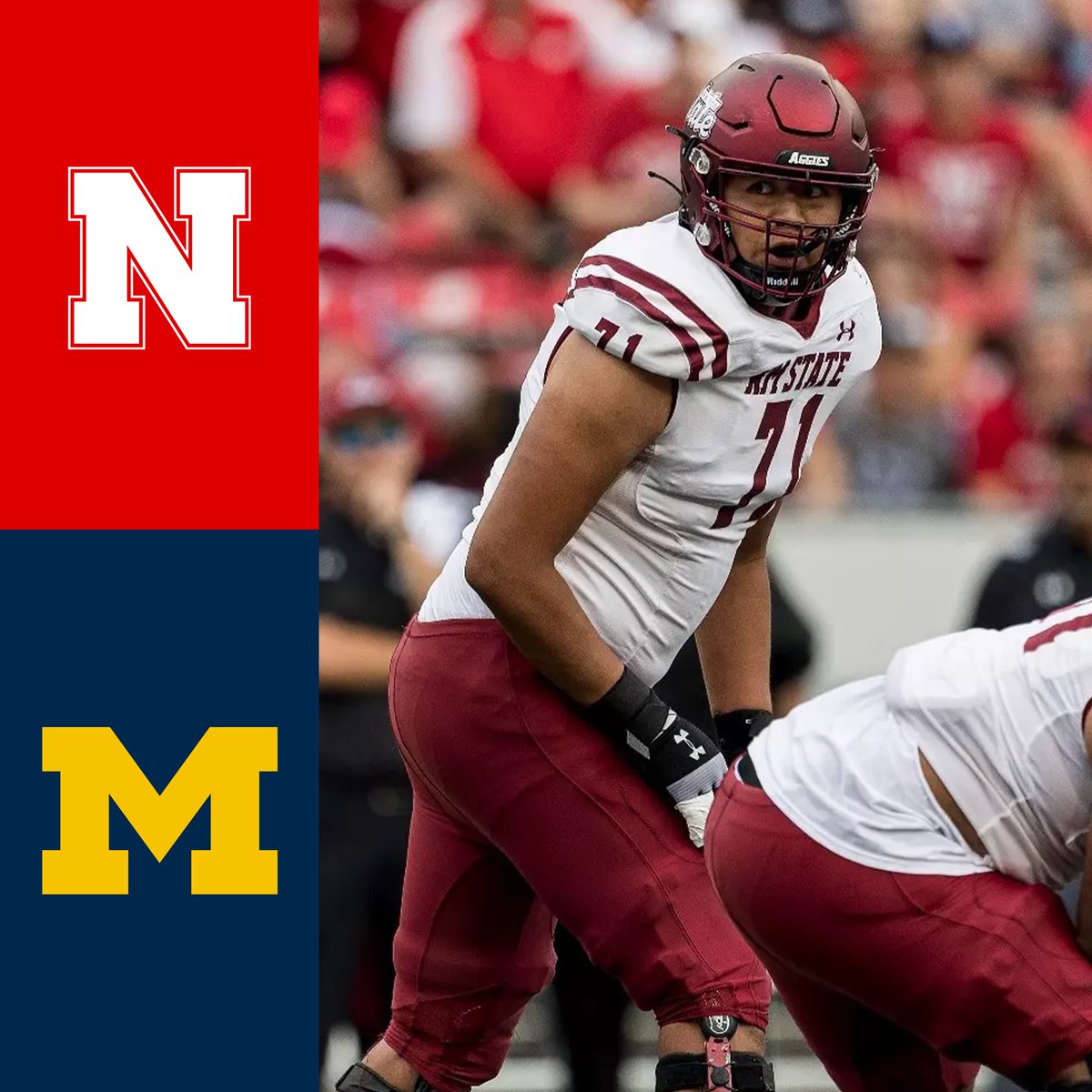 blvckshirts's tweet photo. It’s seemingly a two-team battle for New Mexico State OL Shiyazh Pete.

Nebraska and Michigan are the frontrunners for one of the top uncommitted transfers.

via Pete Nakos, Steve Wiltfong https://t.co/kWPmEhUuBz