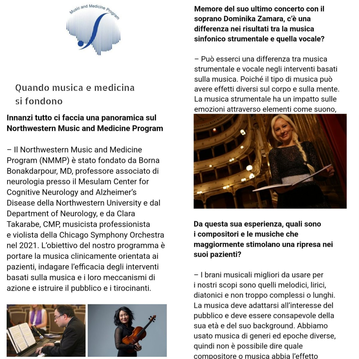 Borna Bonakdarpour (@bbonakda) on Twitter photo Thank you <a href="/ItaliansNews/">Italians News🇮🇹</a> for this interview following our 10th Musical Museum event last December! We were so pleased to have <a href="/DominikaZamara/">Dominika Zamara</a> as our first international guest: "When music and medicine merge"
pressmania.pl/quando-musica-…
<a href="/NMuseMed21/">Northwestern Music and Medicine Program</a>
<a href="/NUMesulamCenter/">Mesulam Center at Northwestern</a>
<a href="/NMNeurology/">NM Neurology</a> Thank you <a href="/ItaliansNews/">Italians News🇮🇹</a> for this interview following our 10th Musical Museum event last December! We were so pleased to have <a href="/DominikaZamara/">Dominika Zamara</a> as our first international guest: "When music and medicine merge"
pressmania.pl/quando-musica-…
<a href="/NMuseMed21/">Northwestern Music and Medicine Program</a>
<a href="/NUMesulamCenter/">Mesulam Center at Northwestern</a>
<a href="/NMNeurology/">NM Neurology</a>