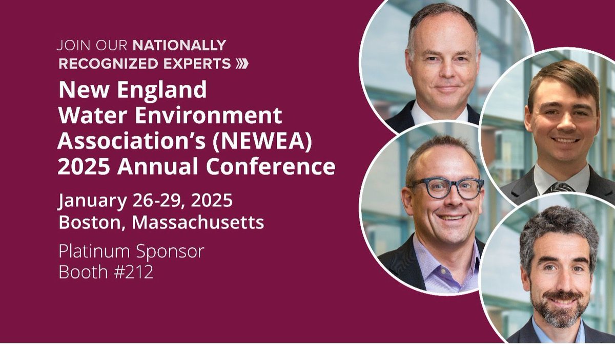 NEWaterEnv's tweet photo. Our 2025 conference will feature insightful presentations from @TheDewberryWay! From January 26-29, join Dewberry’s team alongside their colleagues for an array of presentations on water and environmental topics. See https://t.co/8FyNJ3d1Mo for full speaker and conference details https://t.co/KWR41rRYwQ