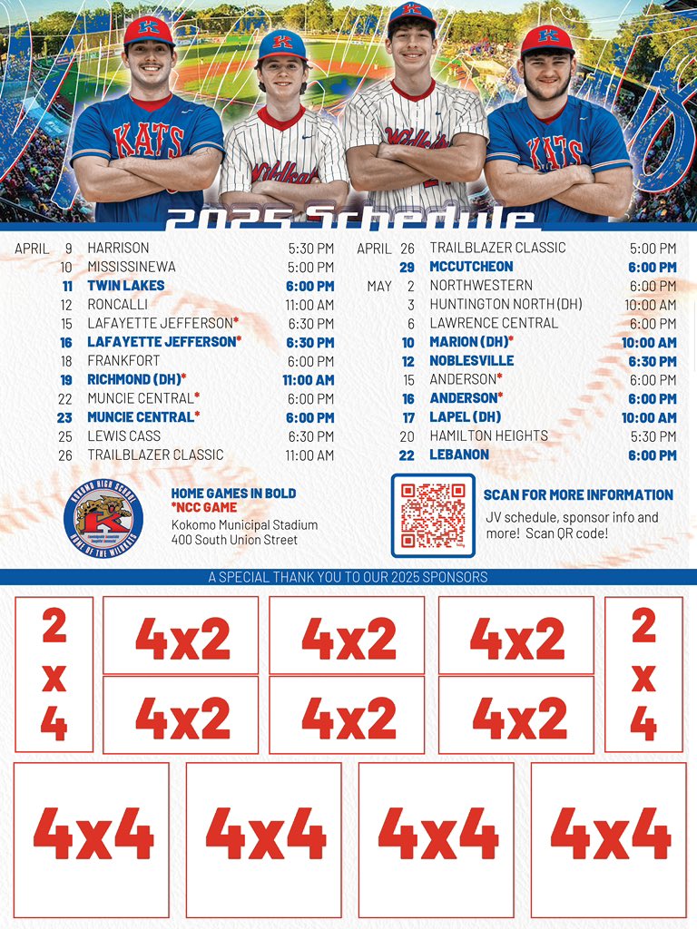 Our schedule is final!  Thanks to our 2024 sponsors, our players and staff are forever grateful! The guys are excited to hit the field in pinstripes this season due to fundraising and sponsorship efforts.  We have an opportunity below for sponsors, send a DM for more info!