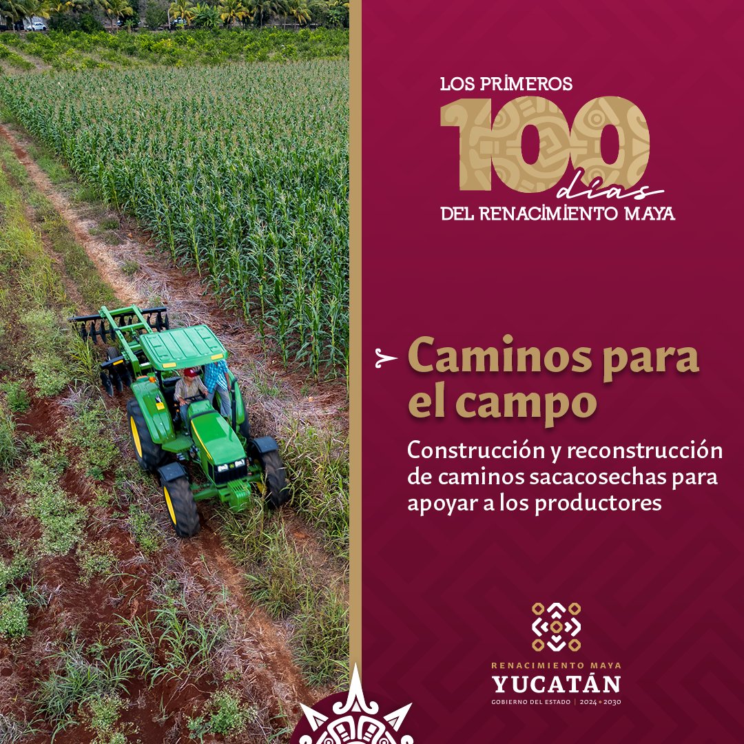 teleyucatan's tweet photo. 🤝 100 días impulsando el campo:
✅ 100 millones para caminos saca cosechas.
✅ 108 millones para paneles solares con sistemas de riego.
✅ 53.4 millones para el hato ganadero.
Trabajamos para fortalecer la economía rural y apoyar a las familias.
#100DíasRenaciendoYucatán https://t.co/6y3yowOdro