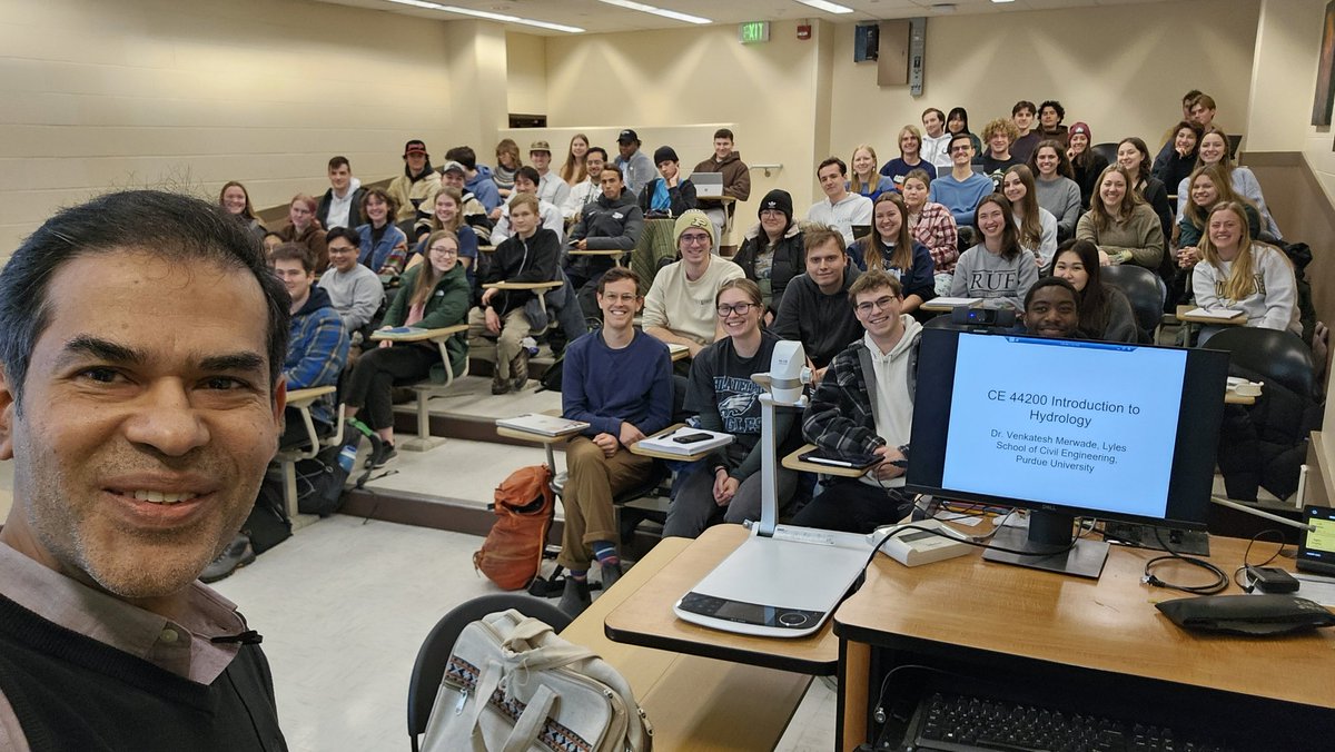 vmmerwade's tweet image. Exciting start of the new semester with students in CE 44200 - Introduction to Hydrology!