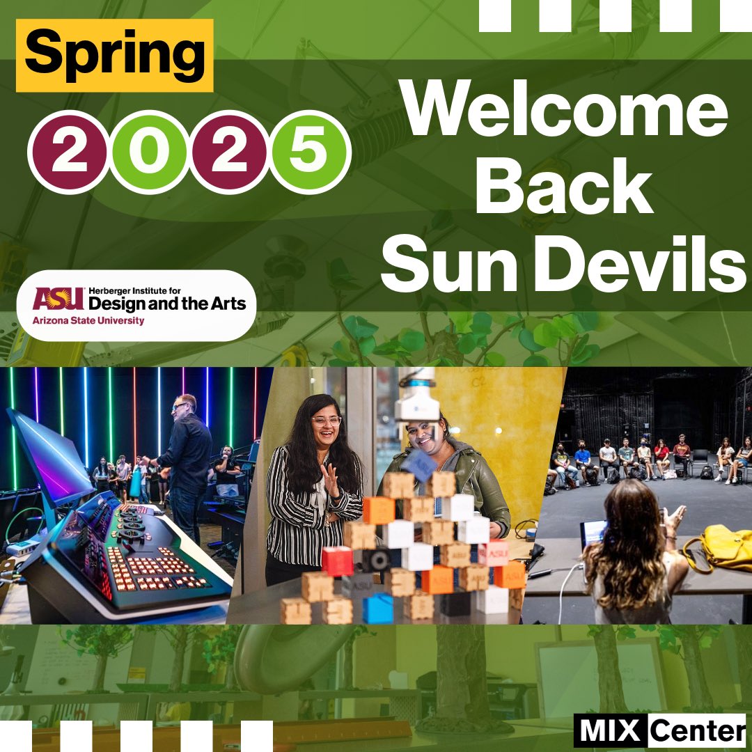 ASU MIX Center (@asumixcenter) on Twitter photo Welcome back, Sun Devils! 🔱
This Spring, the <a href="/asumixcenter/">ASU MIX Center</a> is where your creativity soars 🚀 Whether you’re exploring immersive storytelling, pushing the boundaries of XR, or innovating in design and media, let’s build the future together!
#asumixcenter #asu #sundevils Welcome back, Sun Devils! 🔱
This Spring, the <a href="/asumixcenter/">ASU MIX Center</a> is where your creativity soars 🚀 Whether you’re exploring immersive storytelling, pushing the boundaries of XR, or innovating in design and media, let’s build the future together!
#asumixcenter #asu #sundevils