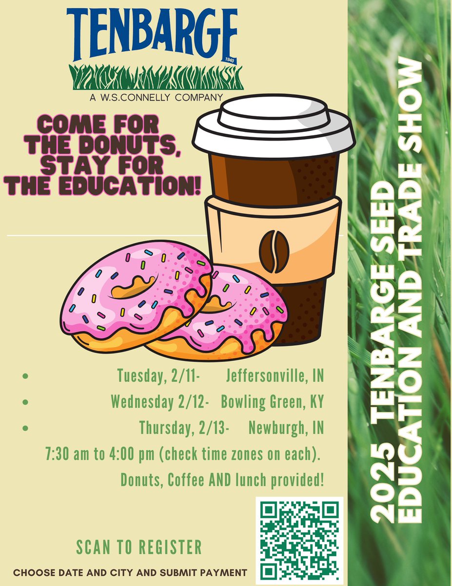 TenBargeSeed's tweet photo. 🎓🍩 Free donuts AND education? Yes, please! Kickstart your New Year’s resolution to learn more—register for one of our 3 Education & Trade Show events today.
👉 Don’t miss out! #FreeDonuts #EducationGoals #NewYearNewYou https://t.co/Q2Jj0IJ2kG