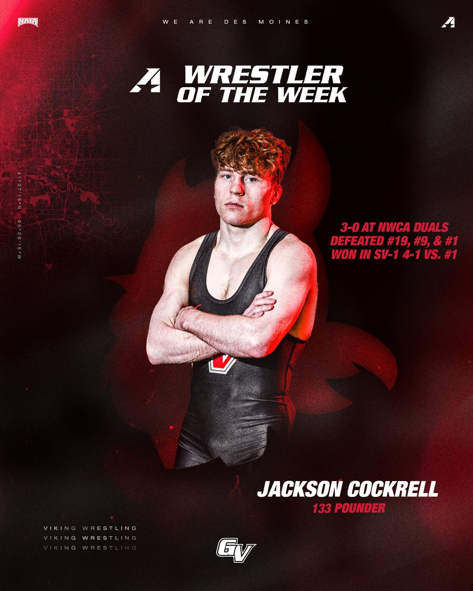 Viking Athletics (@vikingathletics) on Twitter photo <a href="/HeartSportsNews/">Heart of America Athletic Conference</a> 𝗪𝗥𝗘𝗦𝗧𝗟𝗘𝗥 𝗢𝗧𝗪
<a href="/GVWrestling/">Grand View Wrestling</a> x Jackson Cockrell 💪
#ChampionshipLifestyle <a href="/HeartSportsNews/">Heart of America Athletic Conference</a> 𝗪𝗥𝗘𝗦𝗧𝗟𝗘𝗥 𝗢𝗧𝗪
<a href="/GVWrestling/">Grand View Wrestling</a> x Jackson Cockrell 💪
#ChampionshipLifestyle