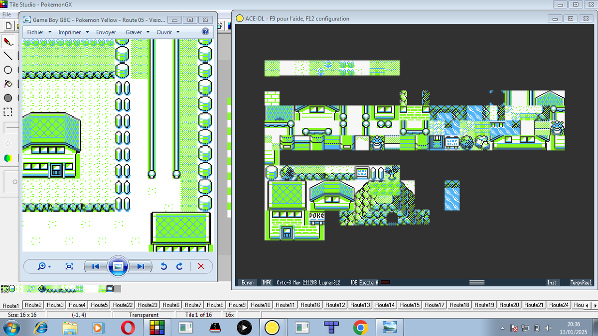 Starting an Amstrad project, I let you guess what is about ;) Here is a snapshot, building my tileset from screen capture : 
#Amstrad #GX4000 #CPC #Retro #game