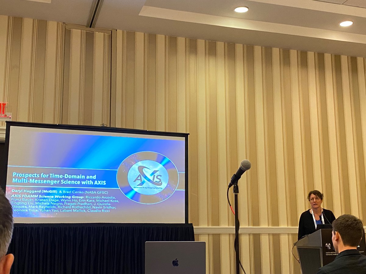 AXIS X-ray Probe (@axisprobe) on Twitter photo We now have science team member <a href="/DarylHaggard/">Daryl Haggard</a> presenting on time-domain and multi-messenger science with AXIS. We now have science team member <a href="/DarylHaggard/">Daryl Haggard</a> presenting on time-domain and multi-messenger science with AXIS.
