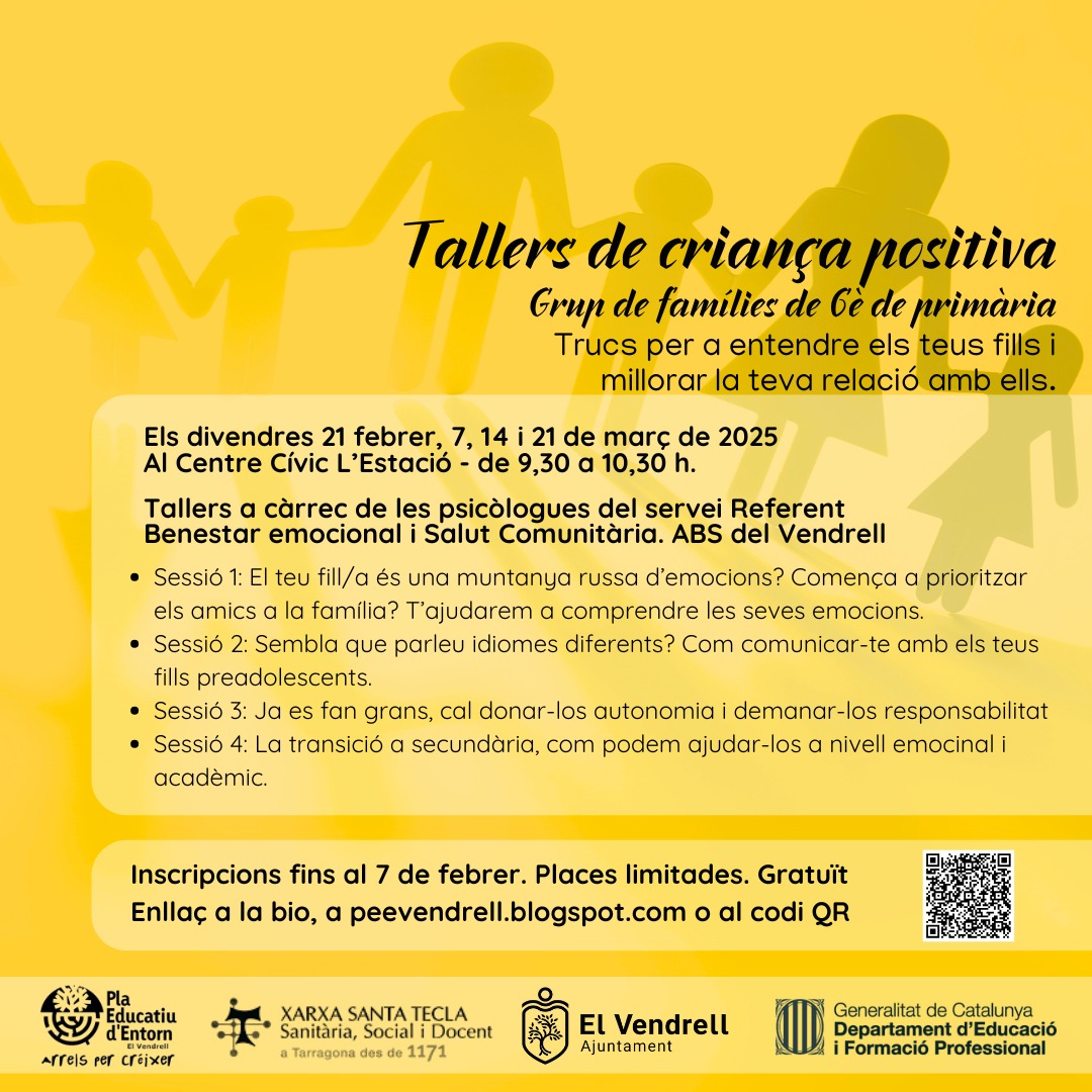 Iniciem uns tallers de Criança Positiva amb la voluntat d'acompanyar les famílies en la seva tasca educativa dels seus fills i filles.  T'interessa si el teu fill o filla comença l'ESO el curs vinent.     #criançapositiva #escoltaactiva #comunicacioefectiva  #criançapositiva