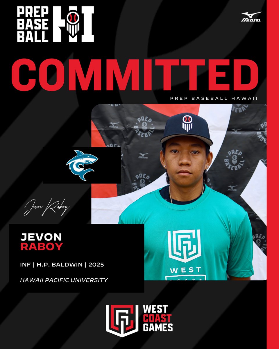 🚨𝐂𝐎𝐌𝐌𝐈𝐓𝐌𝐄𝐍𝐓 𝐀𝐋𝐄𝐑𝐓🚨

'25 INF Jevon Raboy (H.P. Baldwin) has announced his commitment to Hawaii Pacific University.

Raboy is our second commitment from #TeamHawaii at the 2024 West Coast Games.

👤 loom.ly/uVF2fzU | <a href="/Jevon_Raboy/">Jevon Raboy</a>