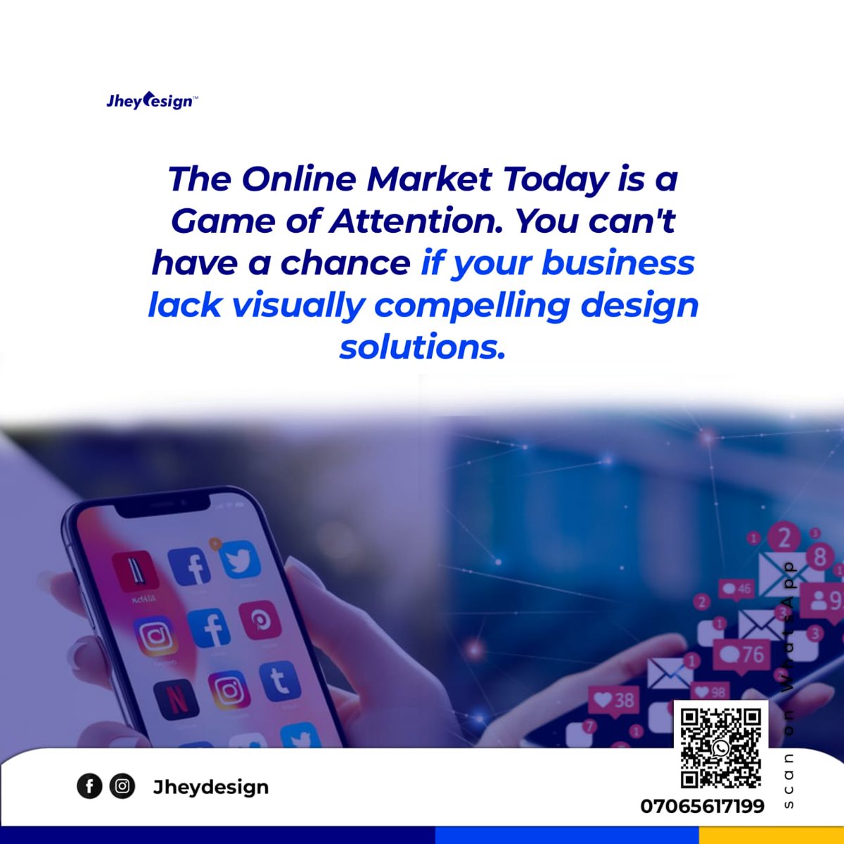 JheyDesign01's tweet photo. You and I know this...

To succeed online, you need ATTENTION

But with the online space more crowded than ever, how do you stand out?

The answer lies in unique and consistent visually compelling design solutions. 

That's what sets the winners apart. https://t.co/sS9bqxMmte