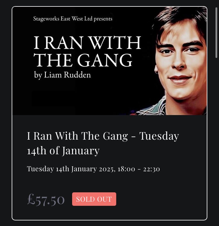 I Ran With The Gang (@iranwiththegang) on Twitter photo Counting down to first of two SOLD OUT performances at <a href="/DineEdinburgh/">Dine Edinburgh</a> this week. Thank you everyone for your support. Enjoy the show! Counting down to first of two SOLD OUT performances at <a href="/DineEdinburgh/">Dine Edinburgh</a> this week. Thank you everyone for your support. Enjoy the show!