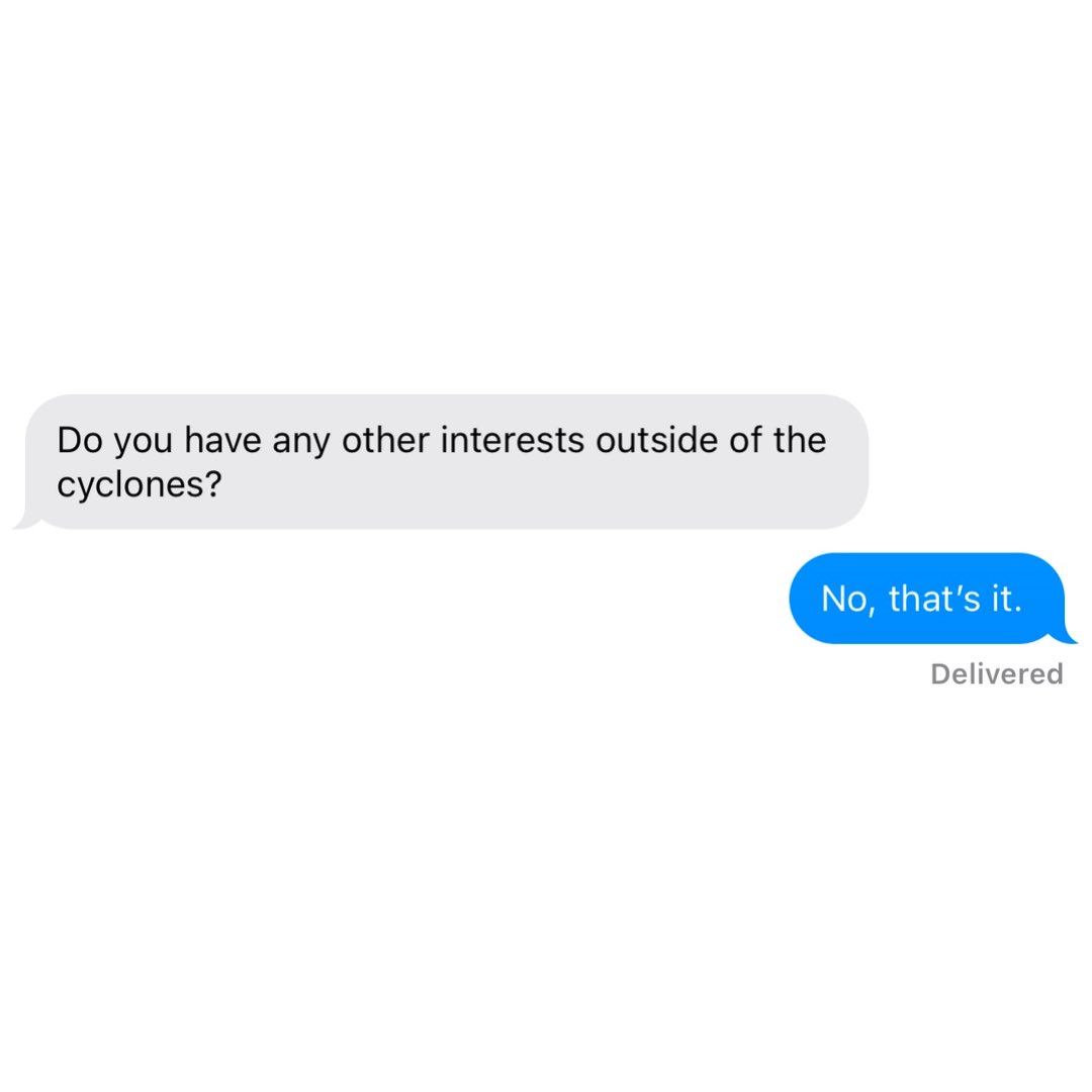 CycloneATH's tweet photo. It’s basketball season, we literally have no other interest other than the Cyclones 😂 https://t.co/J3NssVI4H2