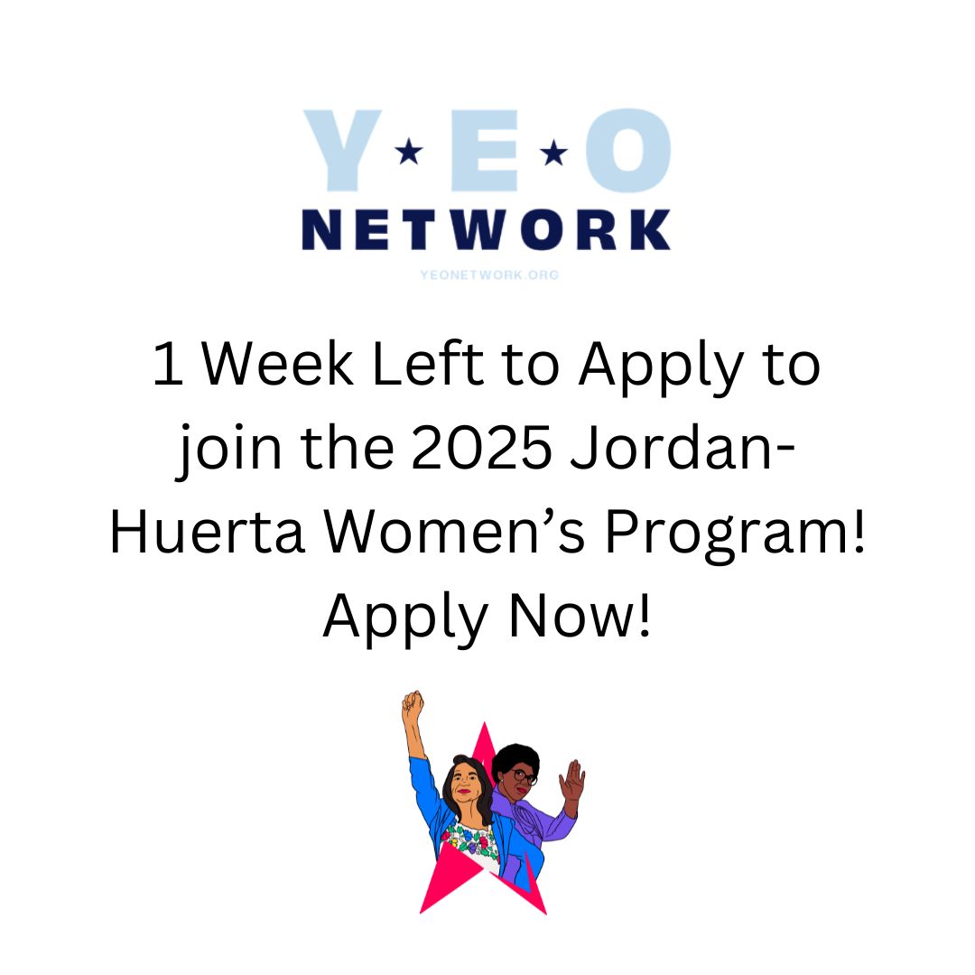 YEOnetwork's tweet photo. Apply Now to be a Regional Director or to join the 2025 Jordan-Huerta Women's Program! Applications close FRIDAY, January 17th!

Women's Program: https://t.co/sLK6DMKY06

Regional Director:
https://t.co/lzu13WuI41 https://t.co/U3Y66atKIp