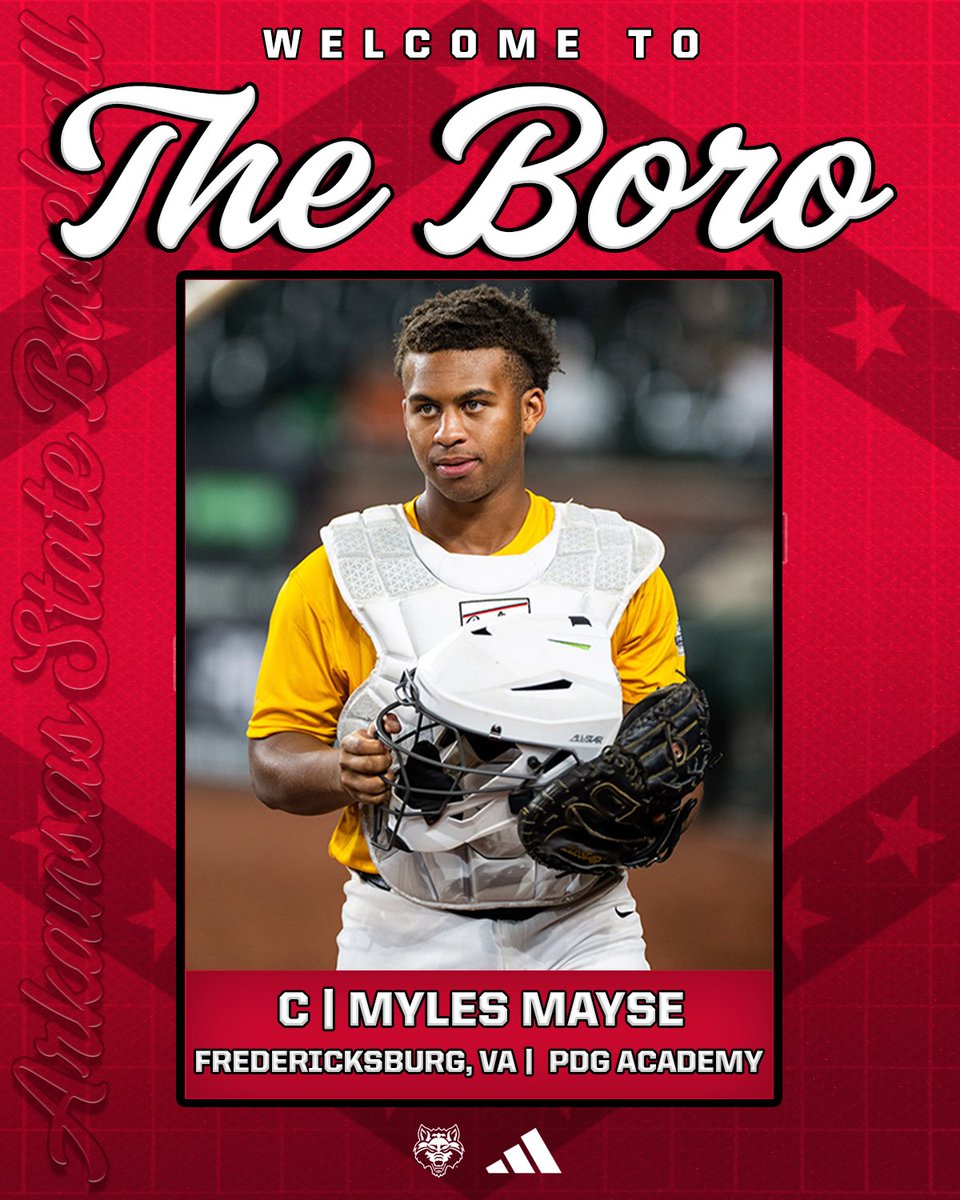 𝐖𝐄𝐋𝐂𝐎𝐌𝐄 𝐓𝐎 𝐓𝐇𝐄 𝐁𝐎𝐑𝐎

🟥 C Myles Mayse
🟥 Fredericksburg, Va.
🟥 PDG Academy
🟥 Second-highest ranked catcher in Virginia and 56th nationally according to Perfect Game

#WolvesUp🐺