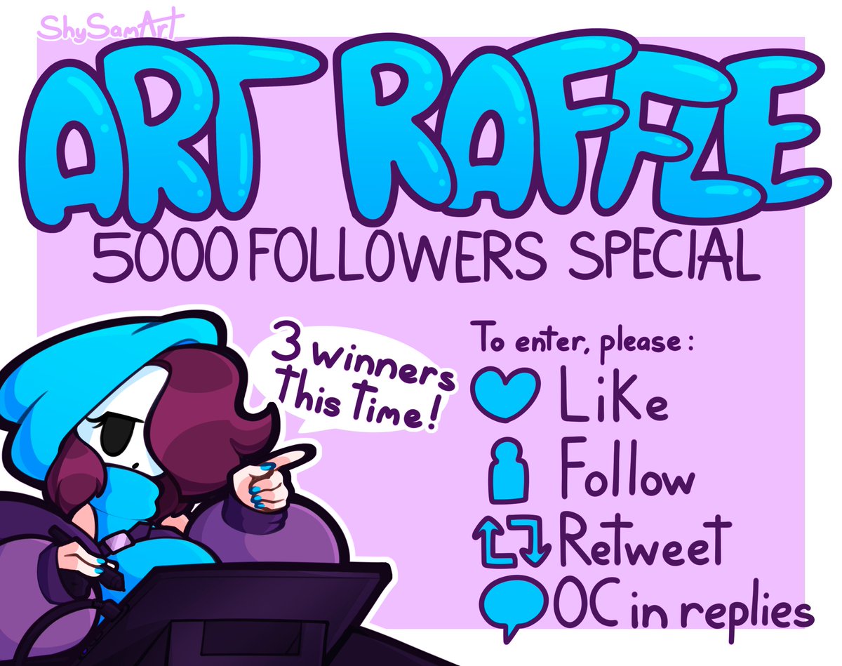 Shy_Sam_Art's tweet image. The 5K art raffle is here!!! Thank you everyone for helping me reach it! 💙

The deadline to enter is the 20th. Good luck everyone!