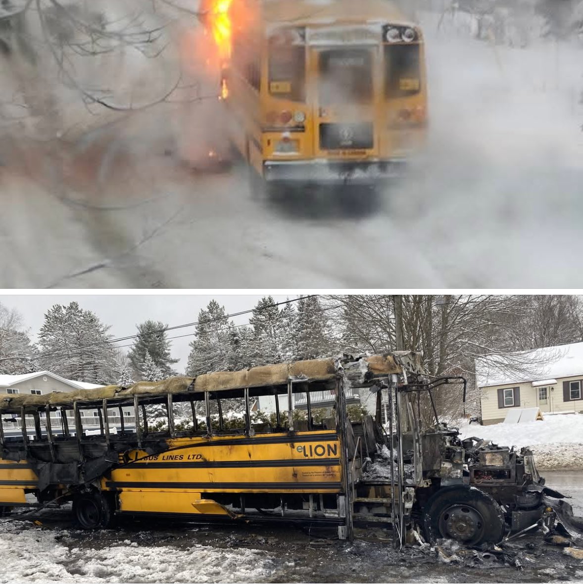 RealAndyLeeShow's tweet photo. In a fitting development, an electric school bus from the now-insolvent and heavily subsidized Lion Electric has caught fire. The children all were evacuated and are thankfully safe, along with the driver. https://t.co/wjC17K716w