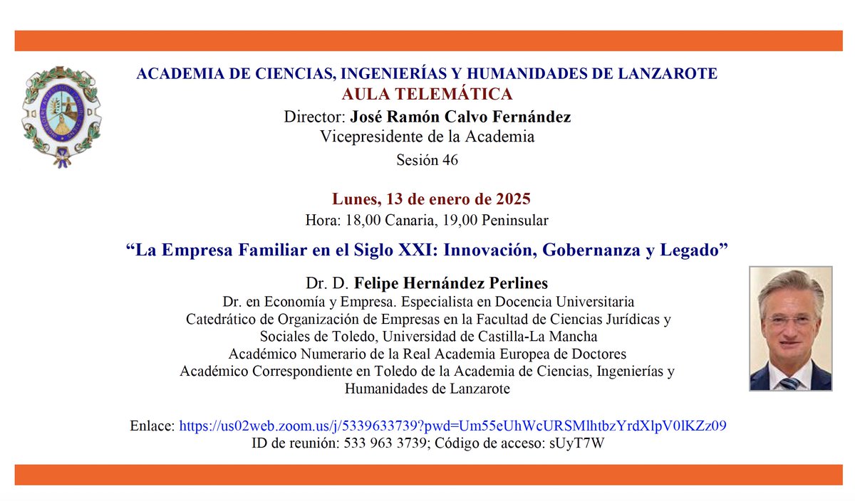 Un honor impartir una conferencia en la Academia de Ciencias, Ingenierías y Humanidades de #Lanzarote sobre un tema que me apasiona: #laempresafamiliar. Una experiencia enriquecedora. Gracias de corazón por la invitación y la oportunidad de compartir conocimientos.