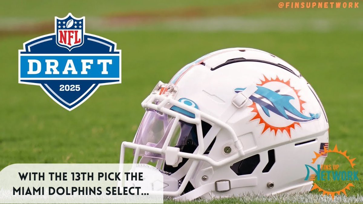 FinsUpNetwork's tweet photo. With the 13th pick in the 2025 NFL Draft, the Miami Dolphins select…

Check out our top-5, 1st-round options for the Dolphins in the ‘25 draft!

#FinsUp #GoFins 

➡️ https://t.co/qTt2uYsf3d https://t.co/A5SGR1nfGB