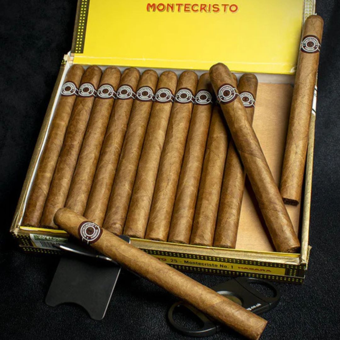 GordsSmokeShop's tweet image. The classic choice 💨 The Montecristo No.1 is a medium-strength masterpiece with a 42 ring gauge. Sip on tea notes, orange peel, wood, and leather for a smooth, elegant smoke. A true benchmark for cigar lovers. 🍂🔥 

#Montecristo #CubanClassics #LocalSmokeShop