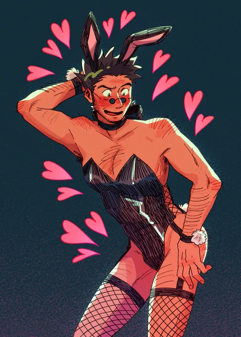 my bunny boy leorio pieces for the zine i made with friends ^-^ #hxh #leorio #leopika 