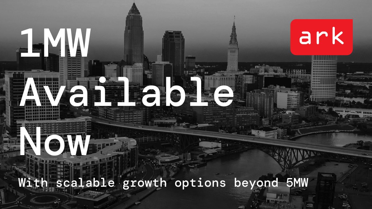 arkdatacenters's tweet photo. 🚀 Bring your infrastructure investments to ark's Cleveland Data Center. With 1 MW available now and scalability beyond 5 MW, enjoy 20% lower operational costs compared to major hubs. Let's optimize your infrastructure strategy at the edge.

Schedule a Tour: https://t.co/ZydVIJ0Bcq
Email: sales@arkdna.com
Call: 1-877-259-4955

#datacenter #infrastructure #power #sustainability #Cleveland #midwest #AI #edge
