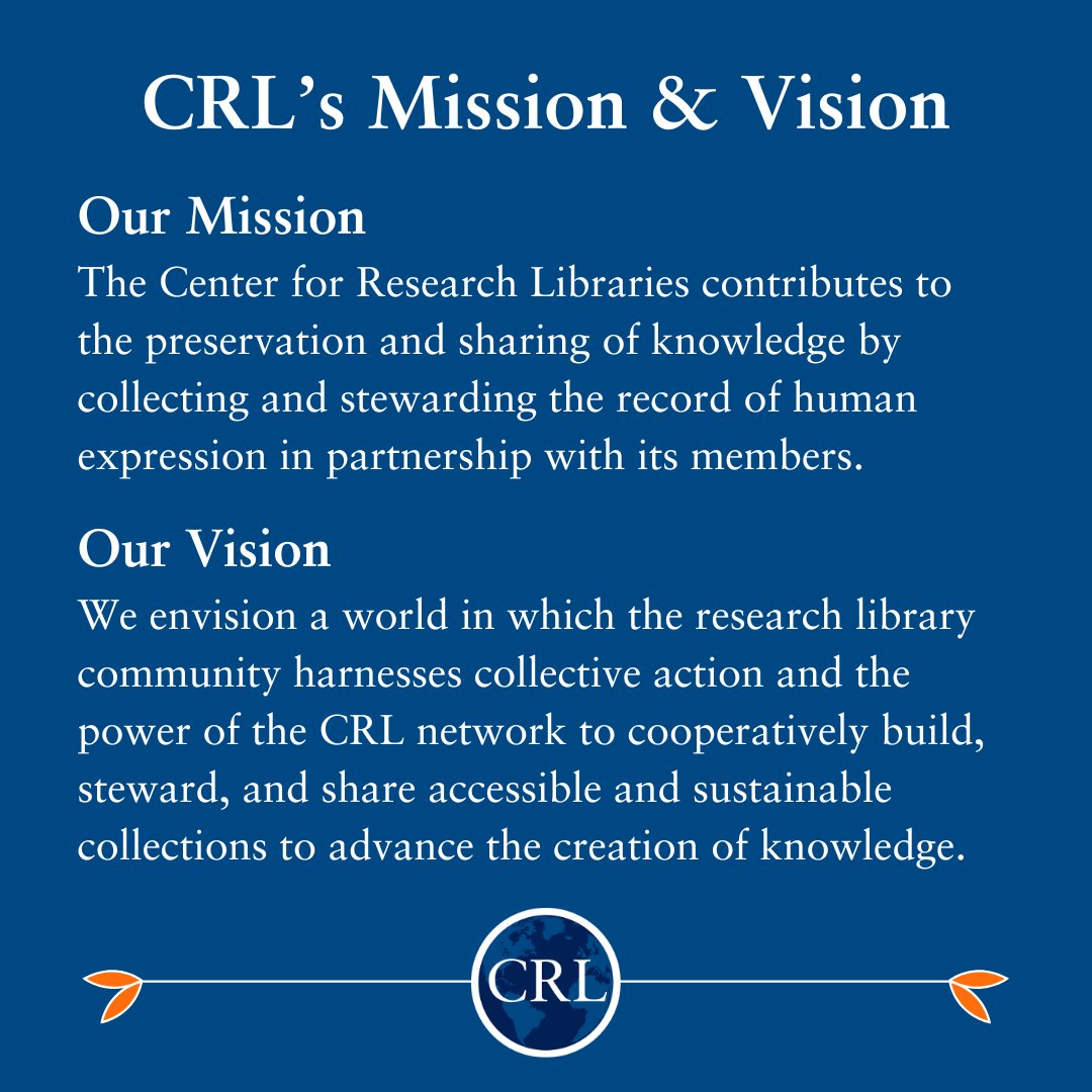 📢 <a href="/CRL_Global/">Center for Research Libraries</a> has a new Mission &amp; Vision statement!

👉 For further details, visit crl.edu/news/crl-missi…