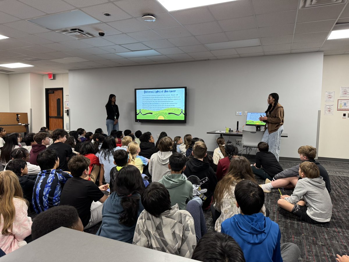 Lowery Freshmen students(enrolled in a Health Careers Class) sharing their presentation over Skin Cancer and how to prevent it. #thePrestonPride