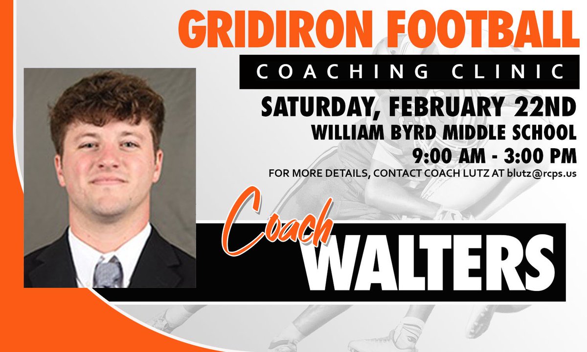 CoachBradLutz's tweet photo. We are excited to announce that Coach Walters, defensive coordinator and special teams coordinator at 
Emory and Henry University, will be speaking at this year’s 3rd Annual Gridiron Football Coaching Clinic. @CoachWalters_ https://t.co/IvUAii9KBL